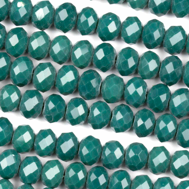 Crystal 6x8mm Opaque Balsam Green Rondelle Beads - Approx. 15.5 inch strand