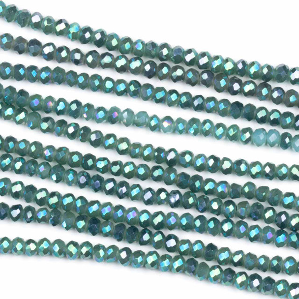 Crystal 2x2mm Opaque Mermaid Lagoon Rondelle Beads - Approx. 15.5 inch strand