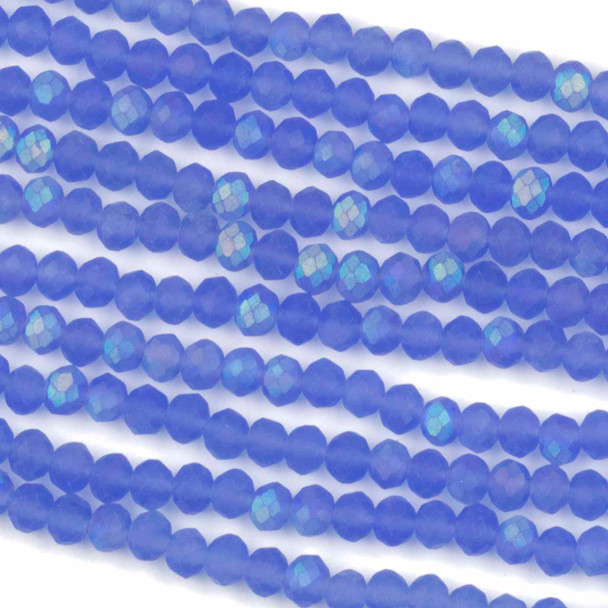 Crystal 3x4mm Opaque Matte Cornflower Blue Rondelle Beads with an AB finish - Approx. 15.5 inch strand