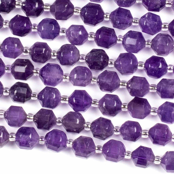 Amethyst 8mm Faceted Prism Beads - 15 inch strand