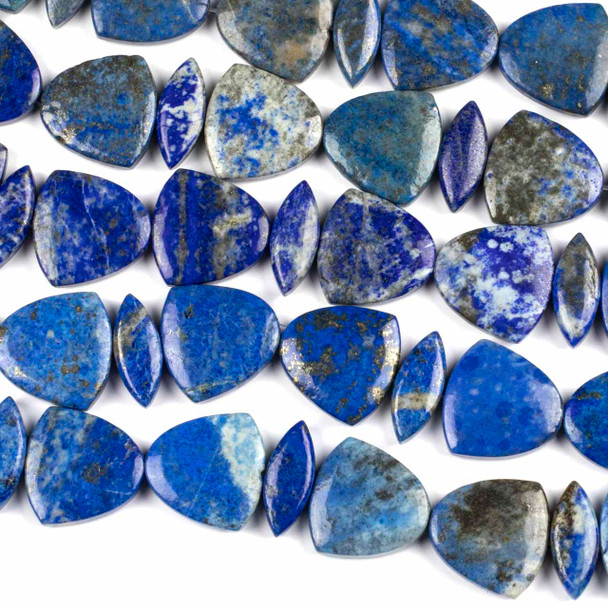 Lapis 25mm Shield Beads and 10x25mm Marquis Beads - 16 inch strand