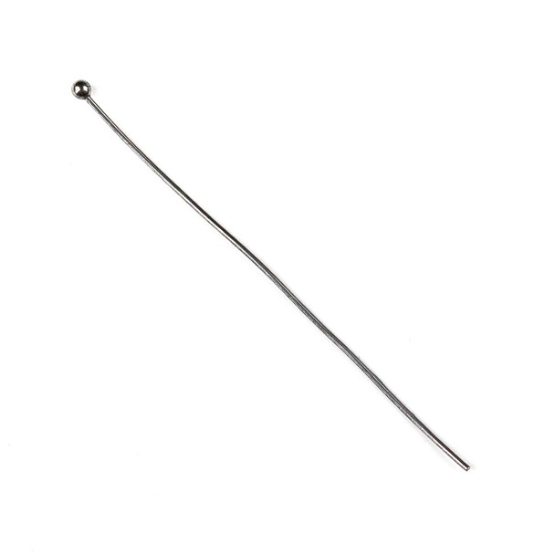 Natural Stainless Steel 2 inch, 22 gauge Headpins/Ballpins with 2mm Ball - 50 per bag