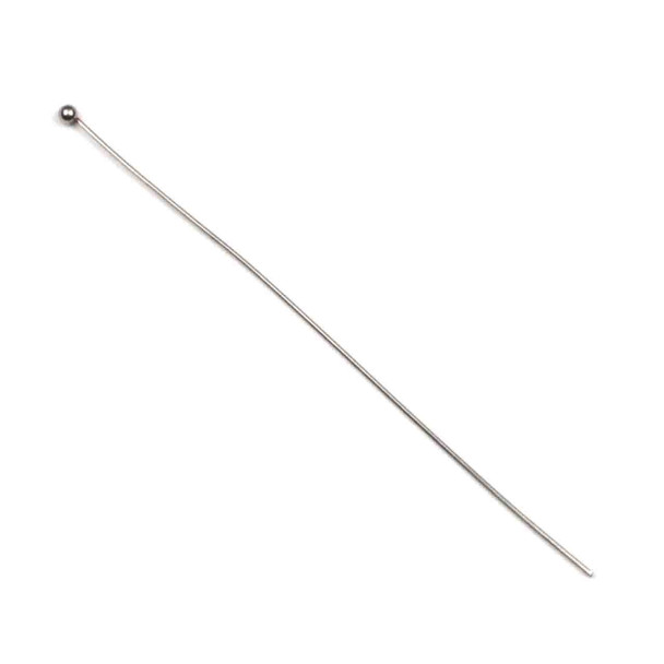 Natural Stainless Steel 3 inch, 22 gauge Headpins/Ballpins with 2mm Ball - 10 per bag