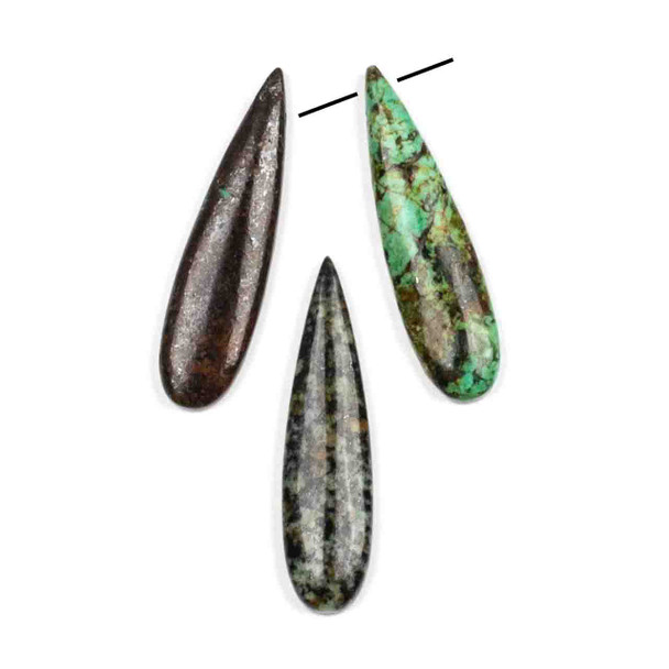 African Turquoise 10x40mm Top Drilled Teardrop Pendant with a Flat Back - 1 per bag