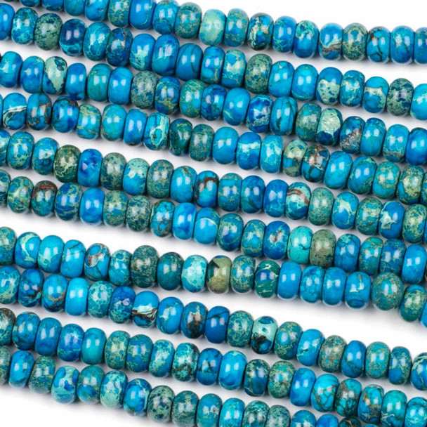 Cherry Tree Beads Dyed Blue Impression Jasper 4x6mm Rondelle Beads - color #15, 15 inch strand 