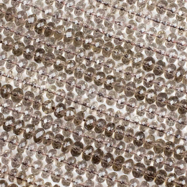 Smoky Quartz 4x6mm Faceted Rondelle Beads - 15 inch strand