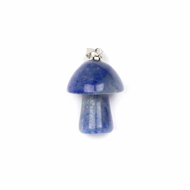 Blue Aventurine 16x20mm Mushroom Pendant with Silver Loop and 3x6mm Bail - 1 per bag