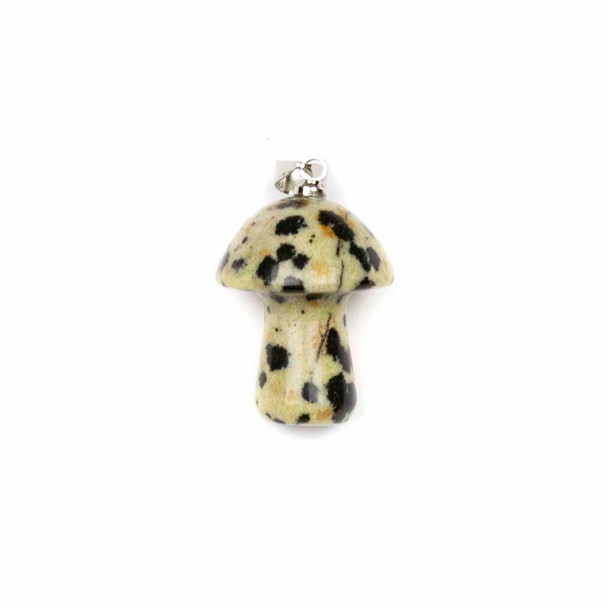 Cherry Tree Beads Dalmatian Jasper 16x20mm Mushroom Pendant with Silver Loop and 3x6mm Bail - 1 per bag 