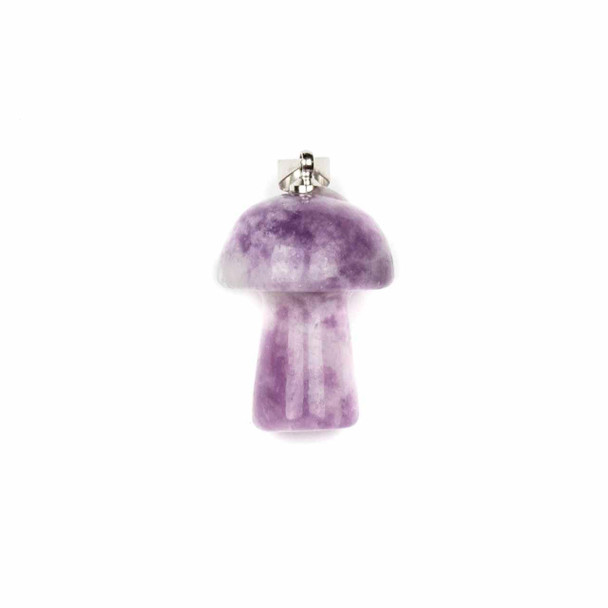 Cherry Tree Beads Lepidolite 16x20mm Mushroom Pendant with Silver Loop and 3x6mm Bail - 1 per bag 