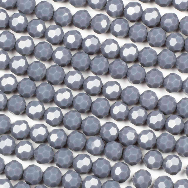 Crystal 8mm Opaque Earl Grey Faceted Round Beads - 15 inch strand