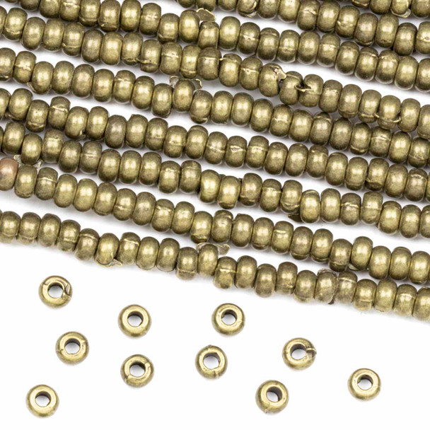 Bronze "Pewter" (zinc-based alloy) 2.25x4mm Rondelle Beads - approx. 11 inch strand