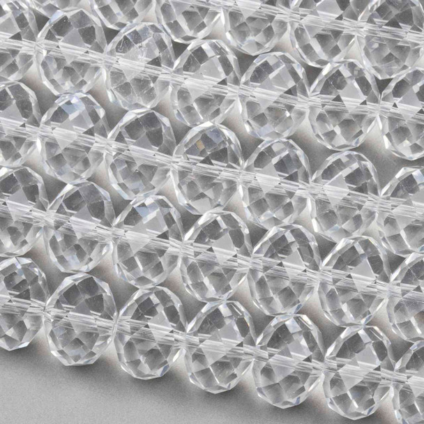 Crystal 13x17mm Clear Faceted Rondelle Beads - 10 inch strand
