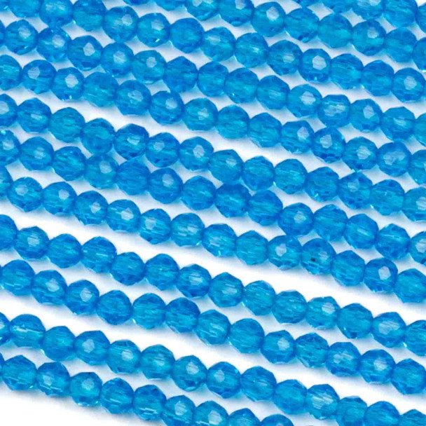 Cherry Tree Beads Crystal 2mm Dark Caribbean Blue Faceted Round Beads - 14 inch strand 
