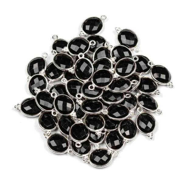 Cherry Tree Beads Onyx 11x20mm Faceted Oval Drop with Sterling Silver Bezel and 3 Tiny Dots - 1 piece 