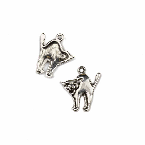Silver "Pewter" (zinc-based alloy) 18x20mm Scaredy Cat Charms - 4 per bag