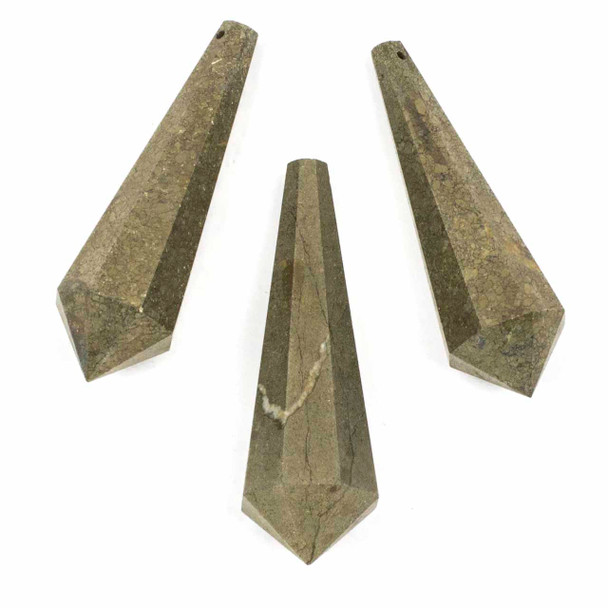 Pyrite 18x57mm Top Drilled Tapered Point Pendant - 1 per bag