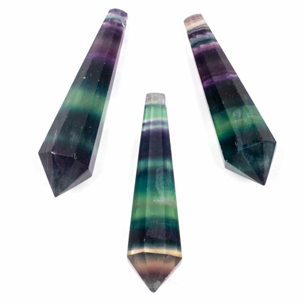 Fluorite 18x57mm Top Drilled Tapered Point Pendant - 1 per bag
