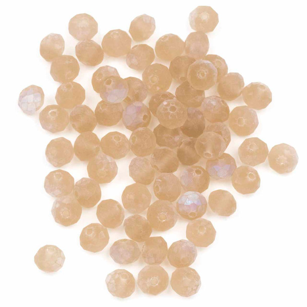 Crystal 6x8mm  AB Kissed Matte Peach Opal Faceted Rondelle Beads - Approx. 15.5 inch strand