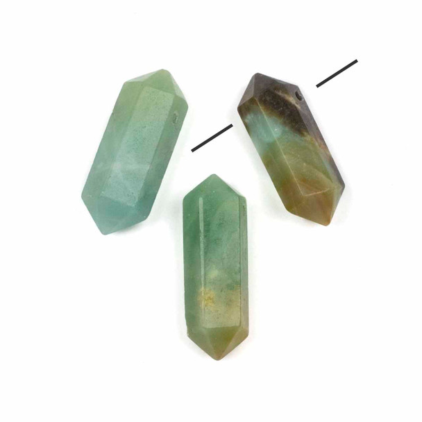 Amazonite approx. 12-16x35-44mm Top Drilled Hexagonal Double Point Pendant - 1 per bag