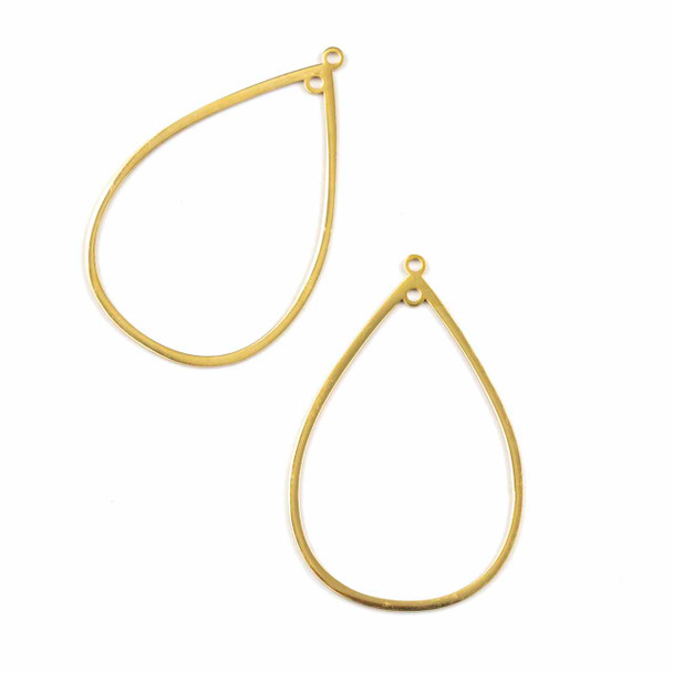 18k Gold Plated Stainless Steel 30x47mm Teardrop Components with 2 Loops - 2 per bag