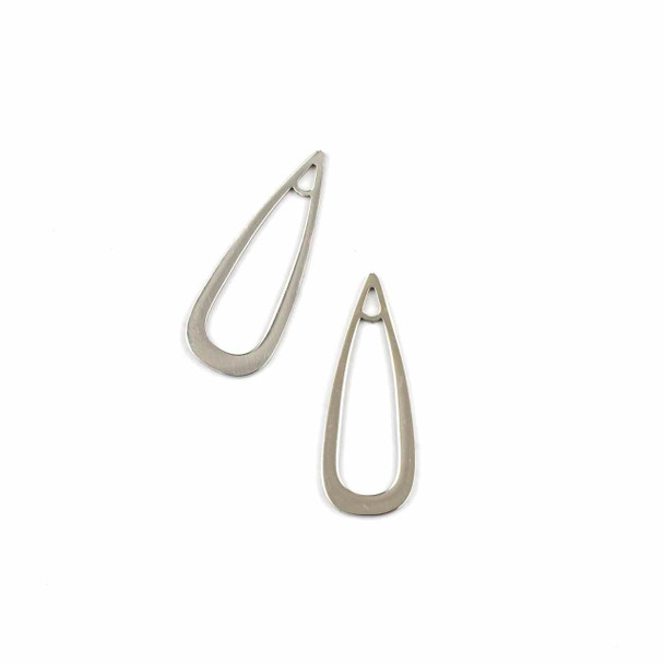 Cherry Tree Beads Silver 304 Stainless Steel 11x29mm Teardrop Connector Components - 2 per bag 