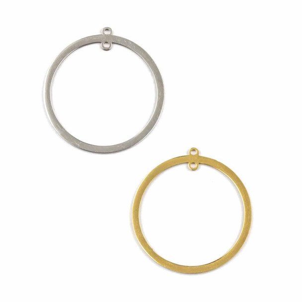 Cherry Tree Beads 304 Stainless Steel 30x31.5mm Hoop Components with 2 Loops - 2 per bag 