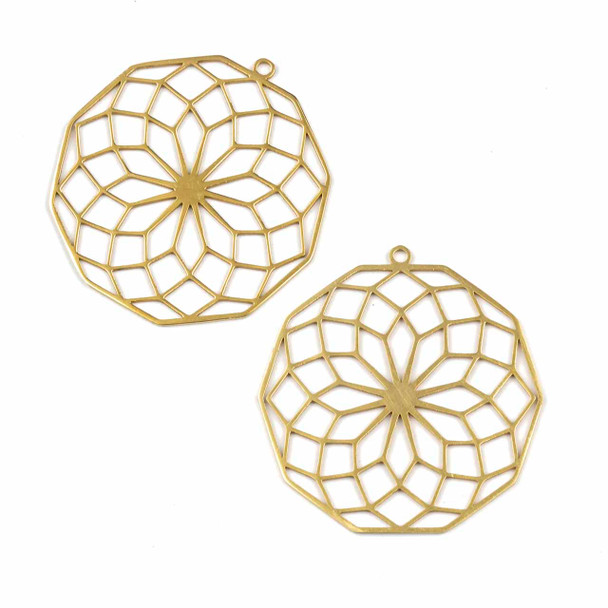 18k Gold Plated Stainless Steel 33x35mm Flower of Light Components - 2 per bag