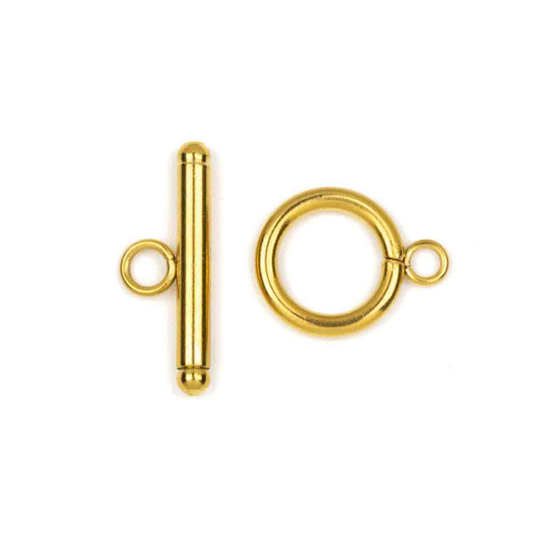 18k Gold Plated Stainless Steel 13x17mm Smooth Basic Toggle Clasp with 6x21mm Bar - 1 set/2 pieces per bag