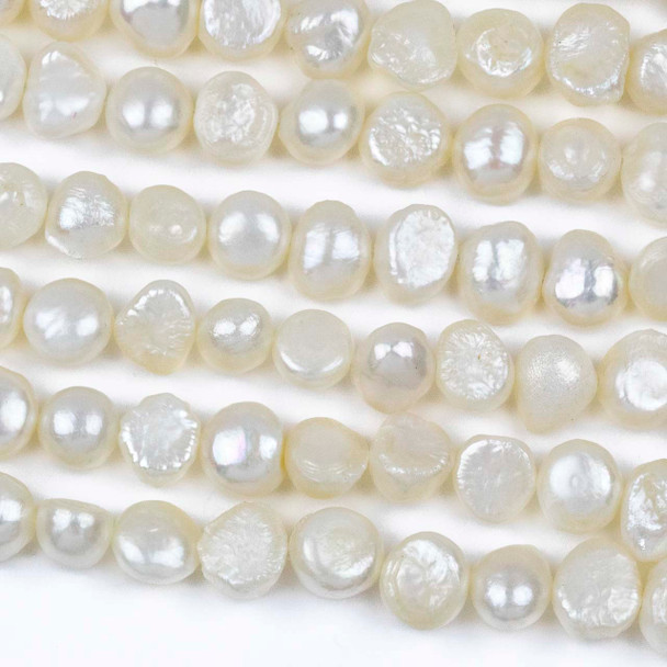 Fresh Water Pearl 4-5x8-9mm White Flat-Sided Potato Beads - 15 inch strand