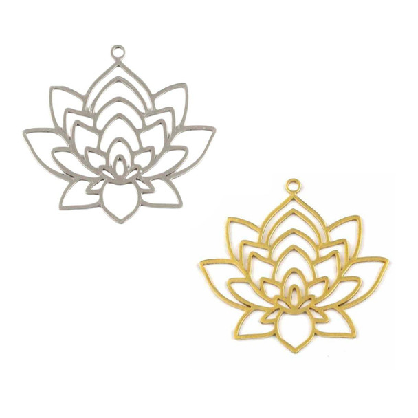 Cherry Tree Beads 304 Stainless Steel 30.5x33mm Lotus Flower Components - 2 per bag 