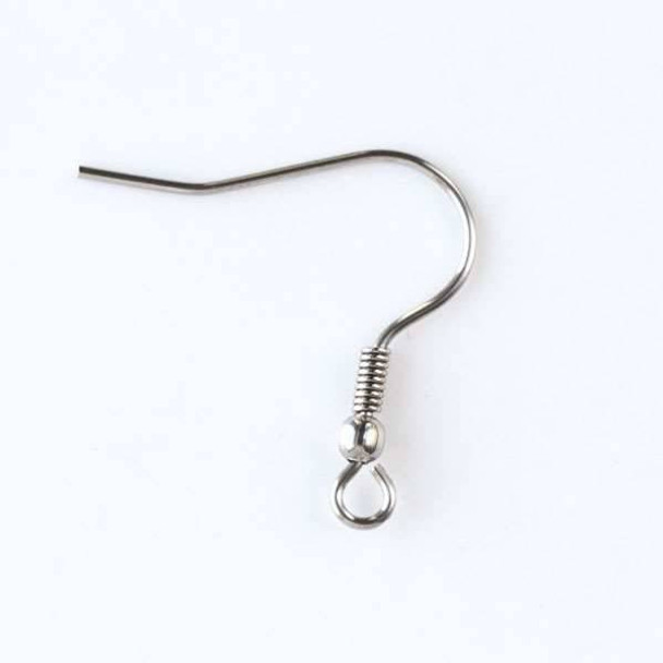 Silver Surgical Steel 20mm French Ear Wire with Ball and Coil - 1 pair per bag