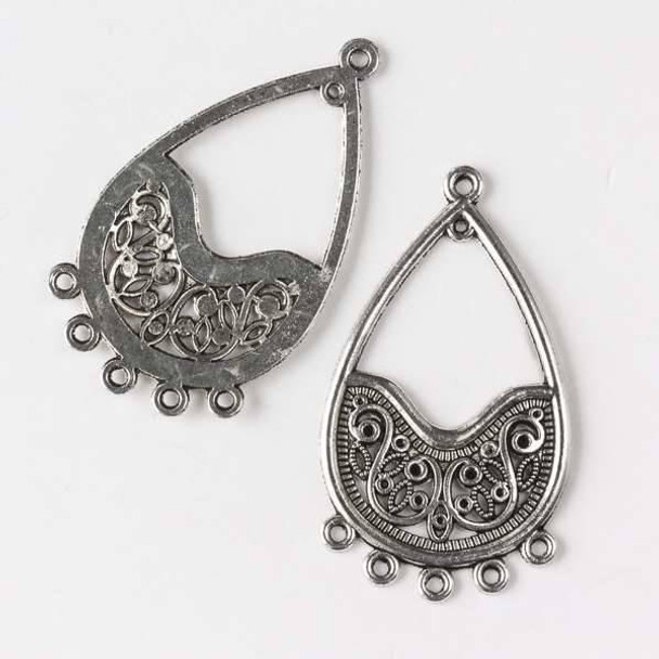 Cherry Tree Beads Silver "Pewter" (zinc-based alloy) 26x46mm Filigree Teardrop 1:5 Earring Drop - 1 piece - CTB30050s 