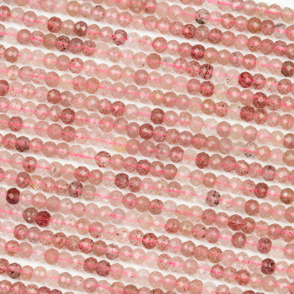 Strawberry Quartz 3x4mm Faceted Rondelle Beads - 15 inch strand