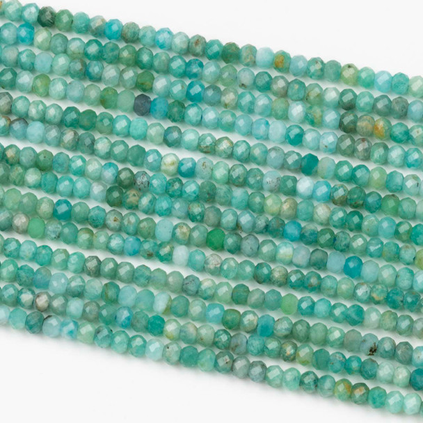 Russian Amazonite 2.5x3mm Faceted Rondelle Beads - 15 inch strand