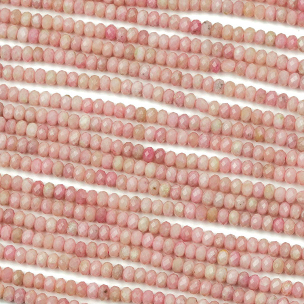 Pink Opal 3x4mm Faceted Rondelle Beads - 15 inch strand