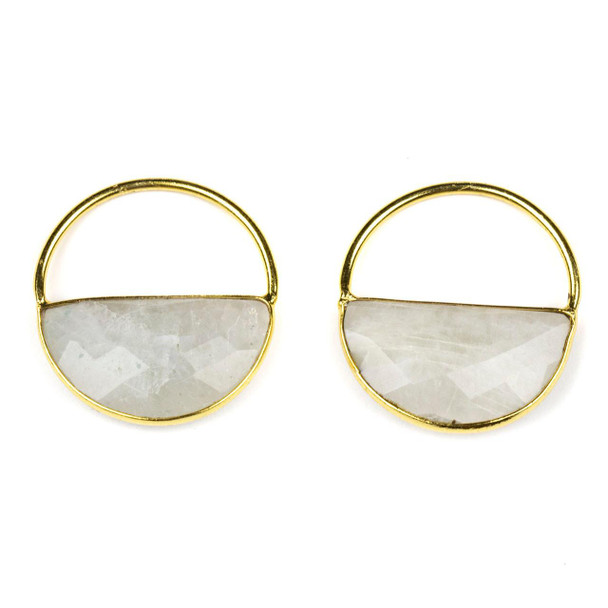 Cherry Tree Beads Moonstone 25x28mm Semi Circle Component with a Gold Vermeil Bezel and Hoop - 2 per bag 