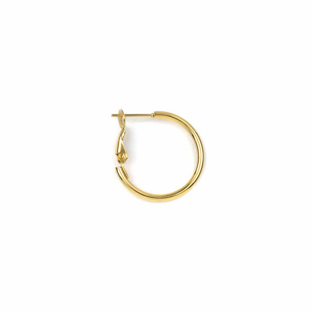 18k Gold Plated Stainless Steel 2x25mm Hoop Earrings - 4 pieces/2 pairs