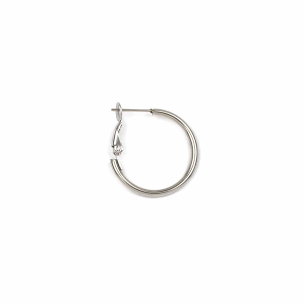 Natural Stainless Steel 2x25mm Hoop Earrings - 4 pieces/2 pairs
