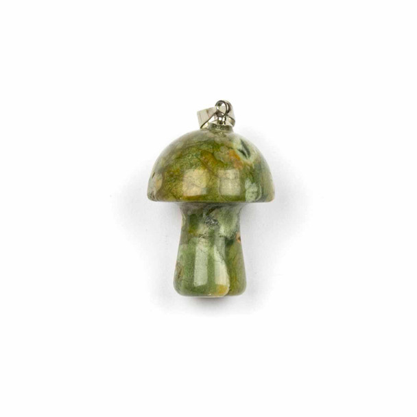 Cherry Tree Beads Rhyolite 16x20mm Mushroom Pendant with Silver Loop and 3x6mm Bail - 1 per bag 