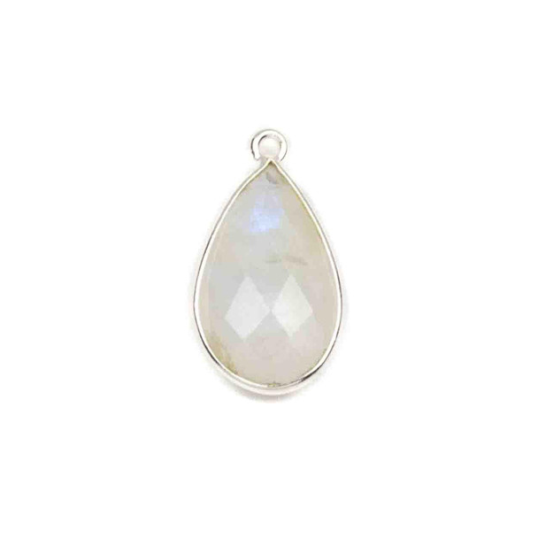 Cherry Tree Beads Moonstone approximately 13x25mm Faceted Teardrop Drop with a Sterling Silver .925 Bezel - 1 piece 