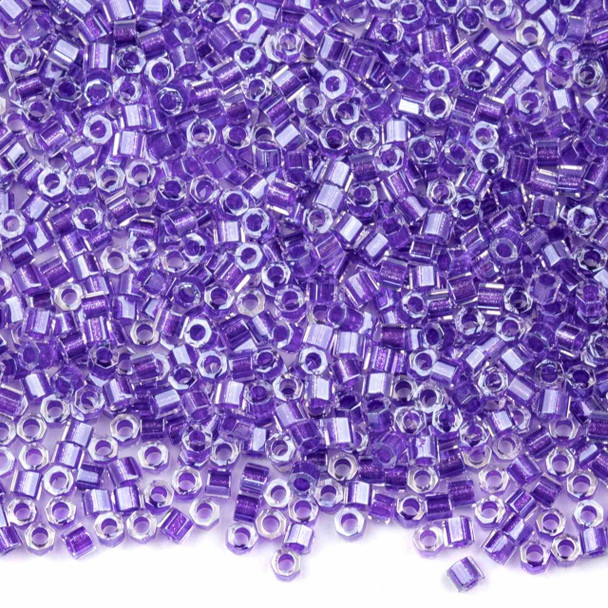  Miyuki 11/0 Sparkling Purple Lined Crystal Hex Cut Delica Seed Beads - #DBC0906, 7.2 gram tube 