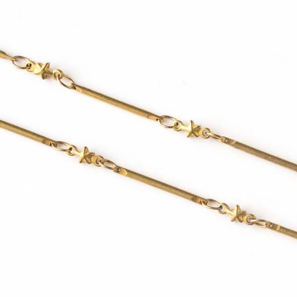 Cherry Tree Beads Coated Brass Chain with 2.5x3.5mm Small Oval Links alternating with 3x6mm Star Links and 1x15mm Bar Links - chain2150vb-sp - 10 meter spool 