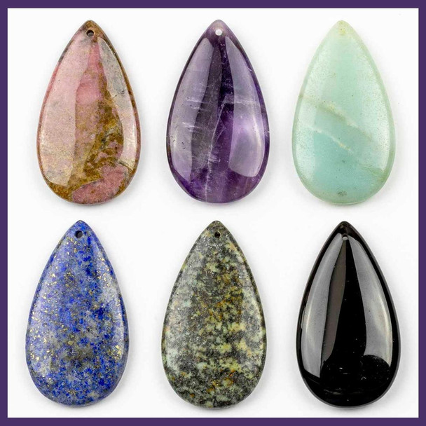 Cherry Tree Beads Gemstone 24x44mm Top Front Drilled Teardrop Pendant - 1 per bag 