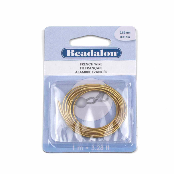 French Wire - 0.08 mm/.032 in, Copper Base, Gold Color, 1 m/3.28 ft