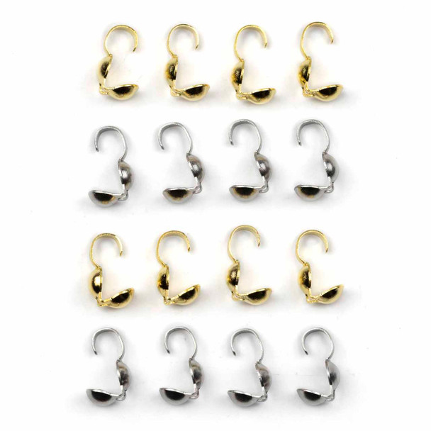 Cherry Tree Beads Stainless Steel 4x9mm Clam Shell Bead Tips - 24 pieces 