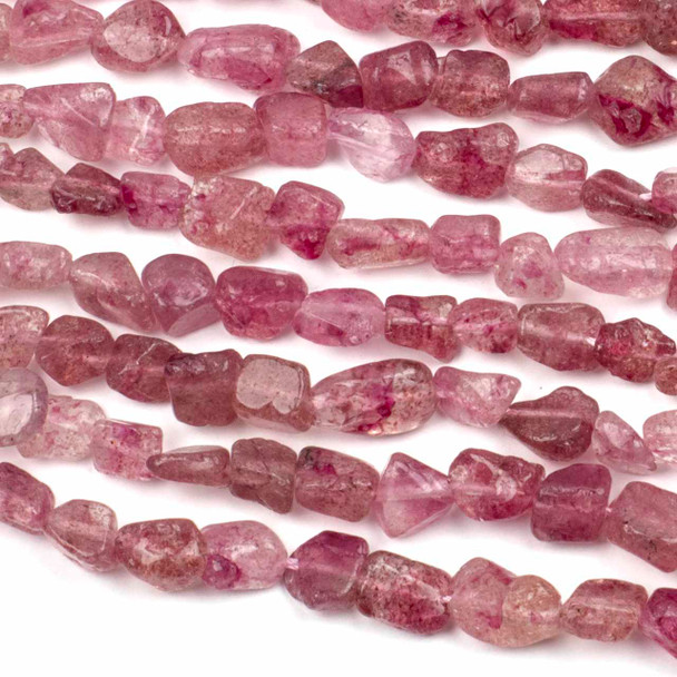 Strawberry Quartz approx. 5-10mm Nugget Beads - 15 inch strand