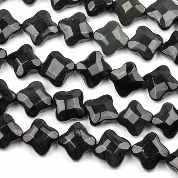 Rainbow Obsidian 14mm Faceted Diamond Beads - 12 inch strand