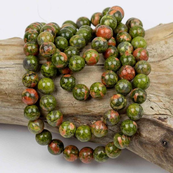Cherry Tree Beads Unakite 8mm Mala Round Beads - 115 beads per strand 