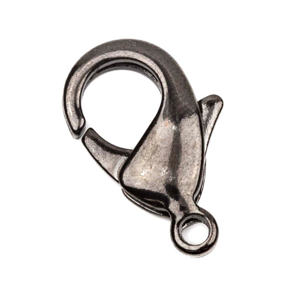 Gun Metal Colored "Pewter" (zinc-based alloy) 12x23mm Lobster Clasps - 3 per bag - basea905gm