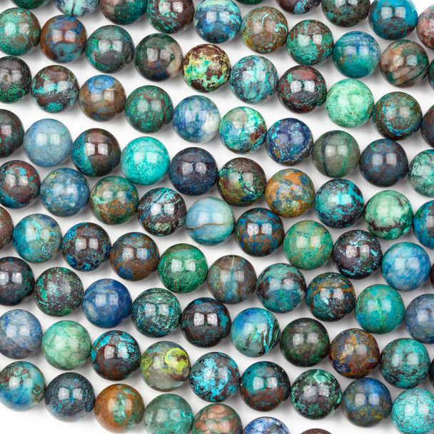 Chrysocolla 10mm Round Beads - 15 inch strand